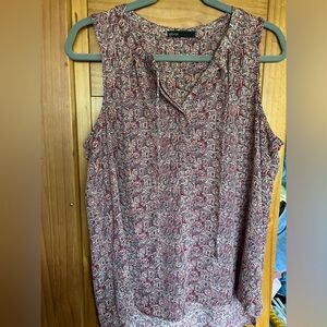 Rustic cream multi colored polyester short sleeve top